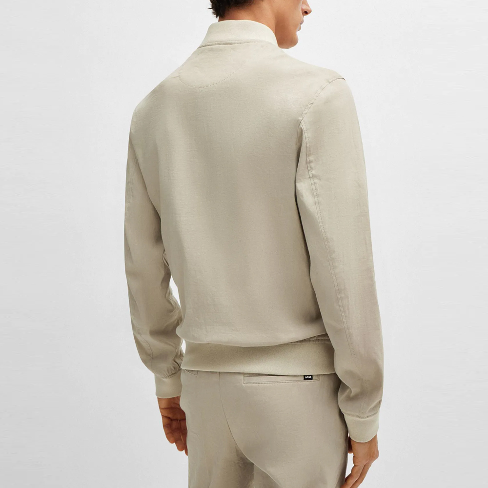 HUGO BOSS  Slim Fit Zip-Up Jacket Khaki Baseball Collar Long Sleeve 50514604-255 圖 4