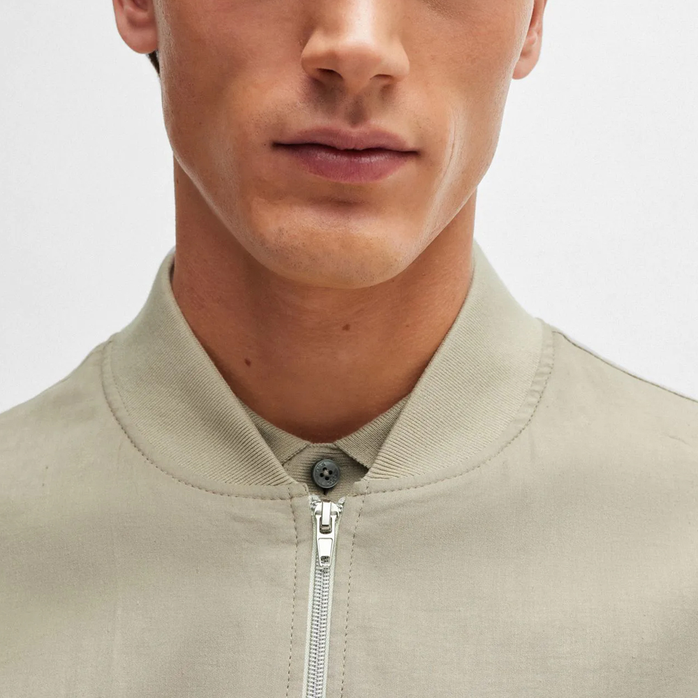 HUGO BOSS  Slim Fit Zip-Up Jacket Khaki Baseball Collar Long Sleeve 50514604-255 圖 6