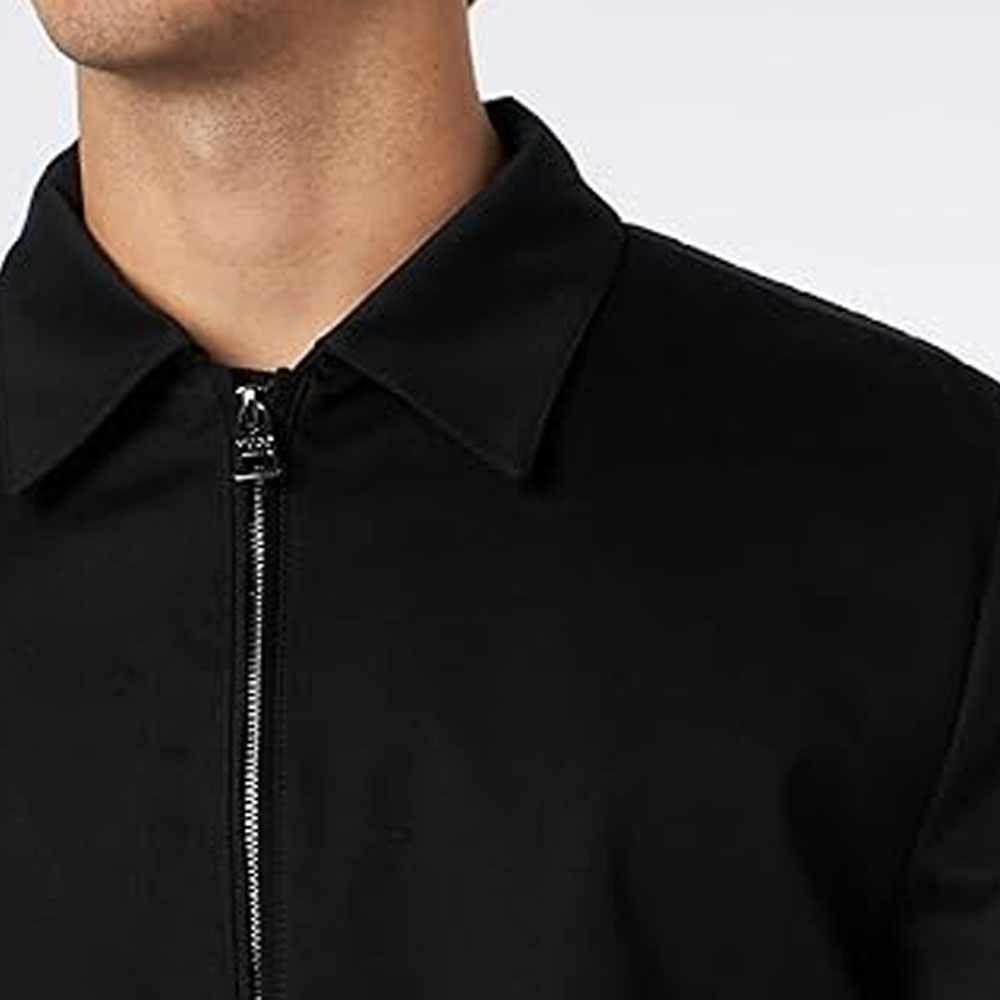 Shop HUGO BOSS 經典黑色全拉鏈長袖外套 50496829-001