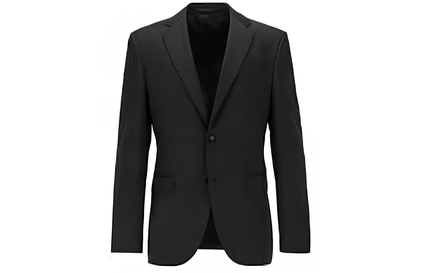 HUGO BOSS  Solid Black V-Neck Suit 50318525-001