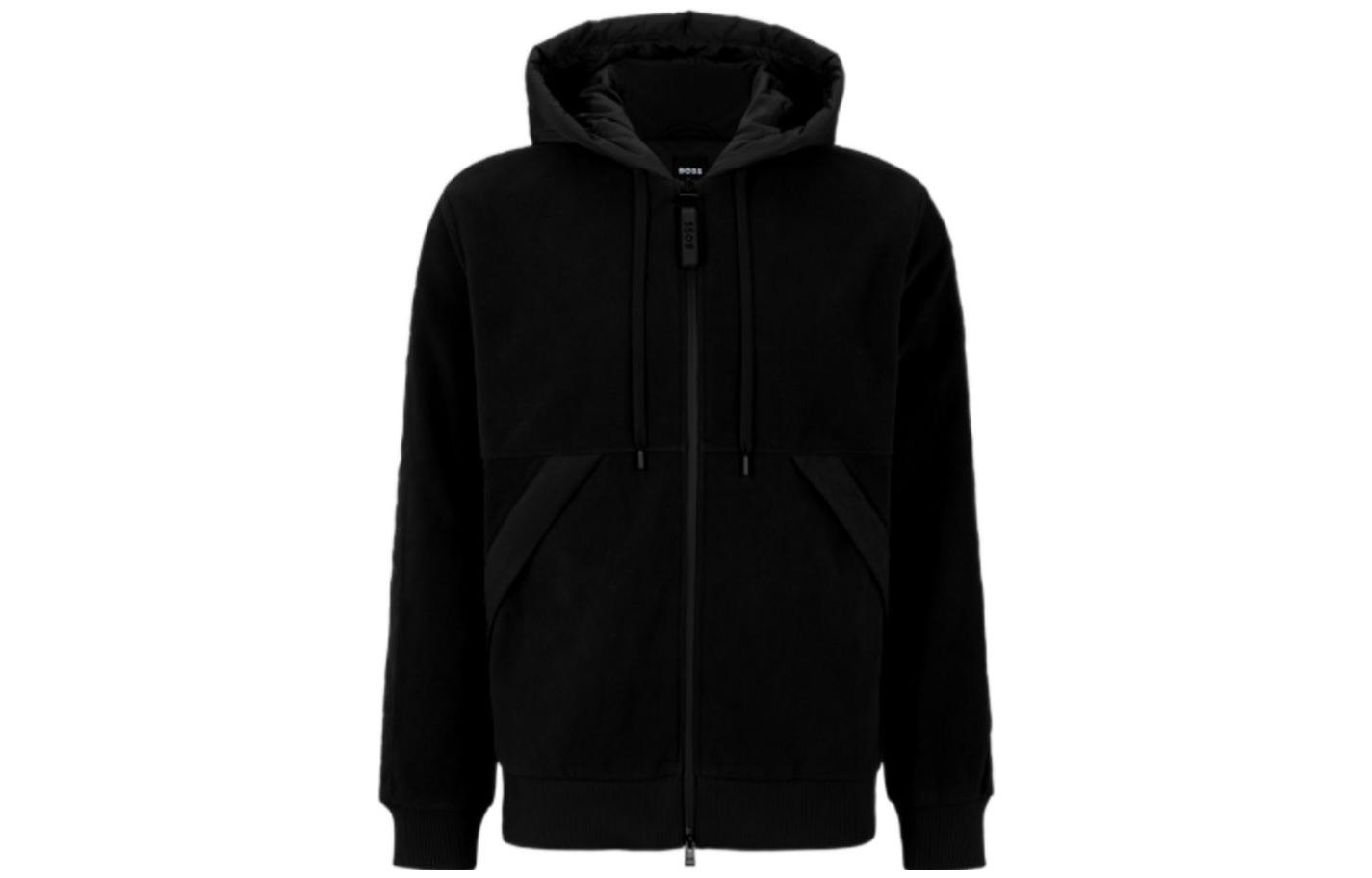 HUGO BOSS  Solid Black Zip-Up Drawstring Hoodie 50481755-001 圖 2