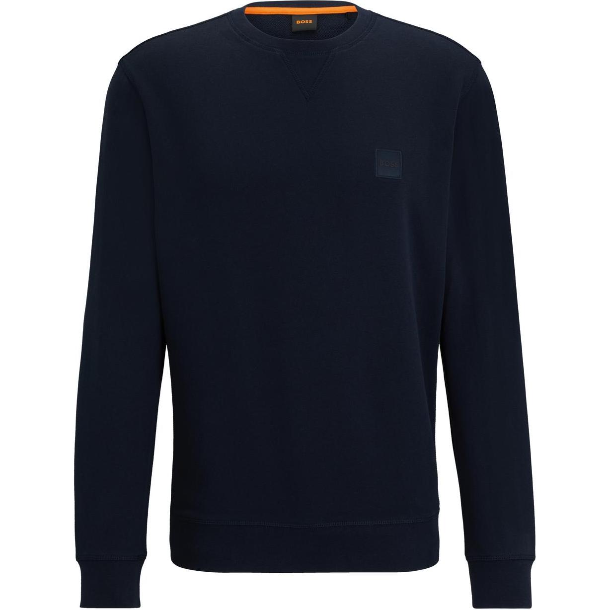 Order HUGO BOSS  Solid Color Crewneck Long Sleeve Slim Fit Sweatshirt Navy 50509323-404