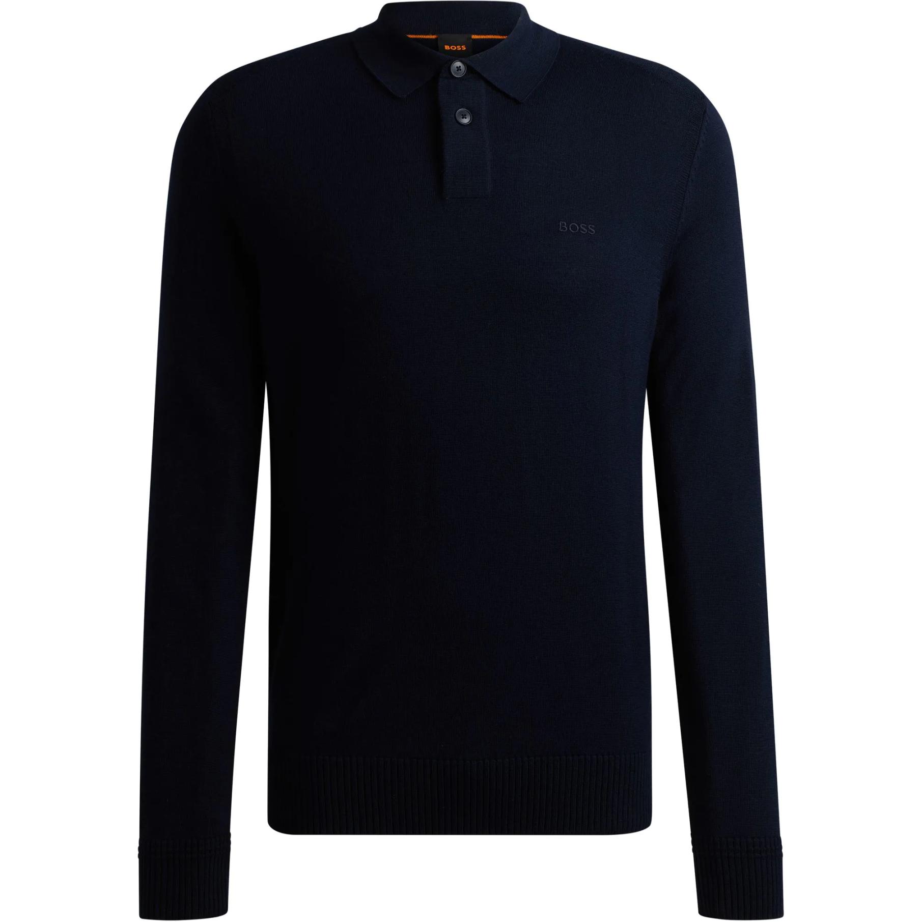 Order 雨果博斯 纯色长袖套头毛衣 - 深蓝色 50519958-404