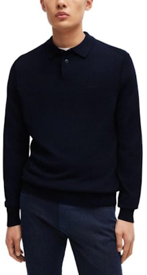 雨果博斯 纯色长袖套头毛衣 - 深蓝色 50519958-404 Shop 雨果博斯 纯色长袖套头毛衣 - 深蓝色 50519958-404