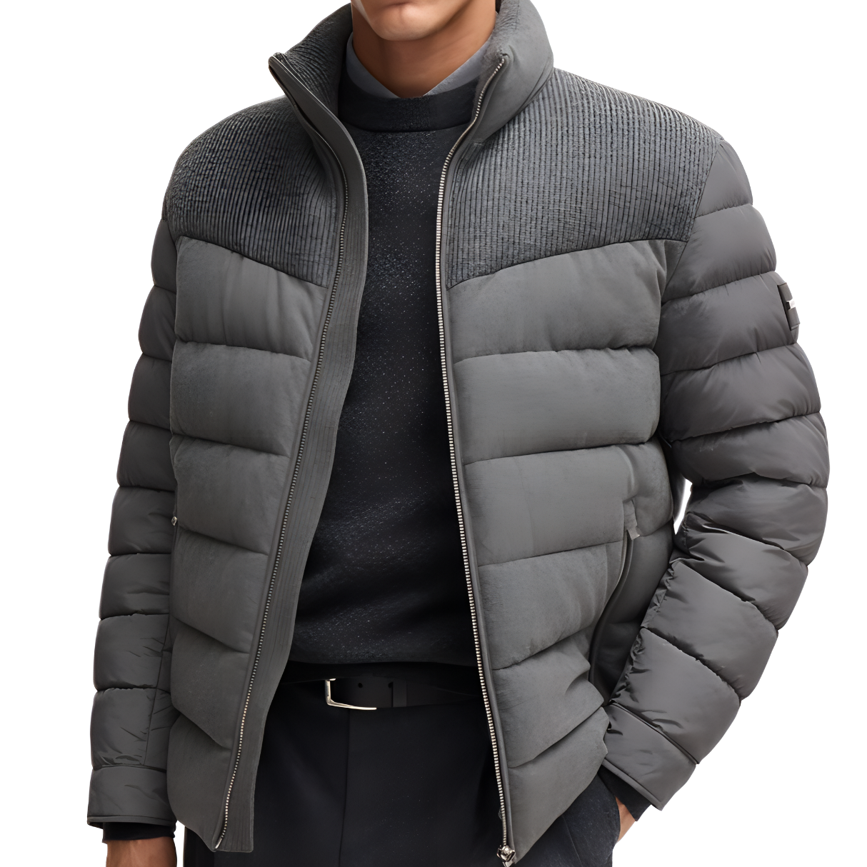 HUGO BOSS  Solid Color Zip-Up Casual Jacket in Mid Grey. 50524971-030 圖 3