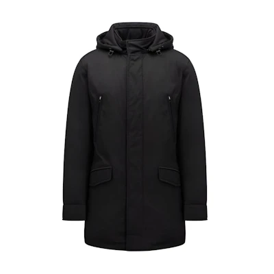 HUGO BOSS Solid Color Zip-Up Hooded Puffer Jacket Black 50442364-001