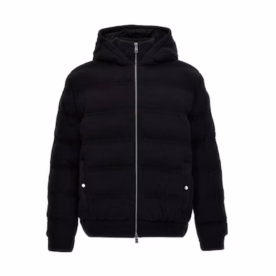 HUGO BOSS Solid Knit Hooded Cotton Jacket Black 50500666-001