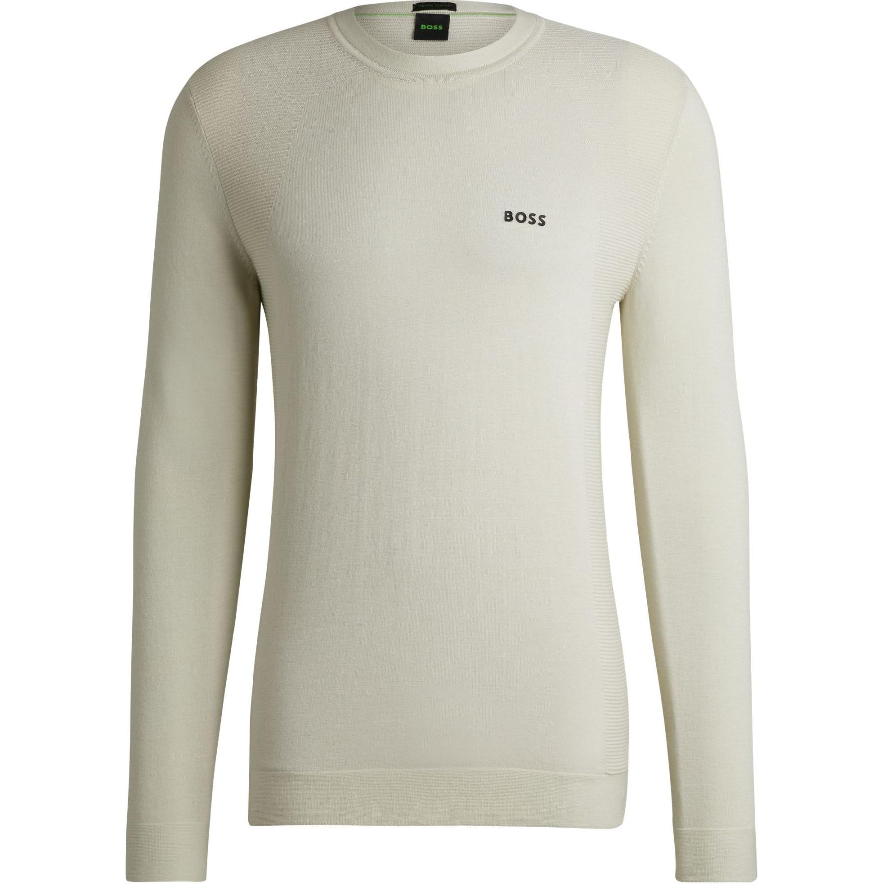 HUGO BOSS  Solid Logo Crewneck Knit Sweater Light Beige. 50520692-271