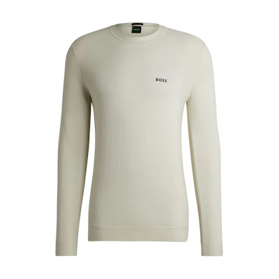 HUGO BOSS Solid Logo Crewneck Knit Sweater Light Beige. 50520692-271