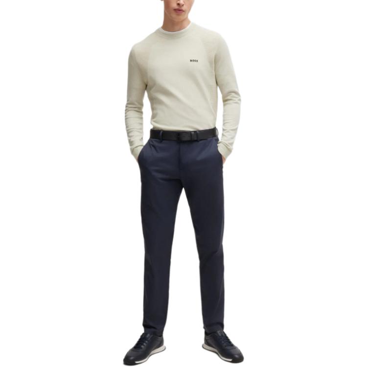 Lookbook HUGO BOSS 純色標誌圓領針織毛衣 淺米色 50520692-271