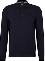 HUGO BOSS Solid Logo Embroidered Button-Up Long Sleeve Polo Shirt Navy. 50476357-404 HUGO BOSS Solid Logo Embroidered Button-Up Long Sleeve Polo Shirt Navy. 50476357-404