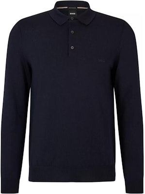 HUGO BOSS Solid Logo Embroidered Button-Up Long Sleeve Polo Shirt Navy. 50476357-404 Order HUGO BOSS Solid Logo Embroidered Button-Up Long Sleeve Polo Shirt Navy. 50476357-404