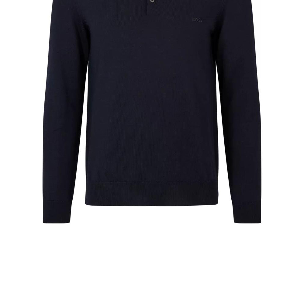 Sizing HUGO BOSS  Solid Logo Embroidered Button-Up Long Sleeve Polo Shirt Navy. 50476357-404