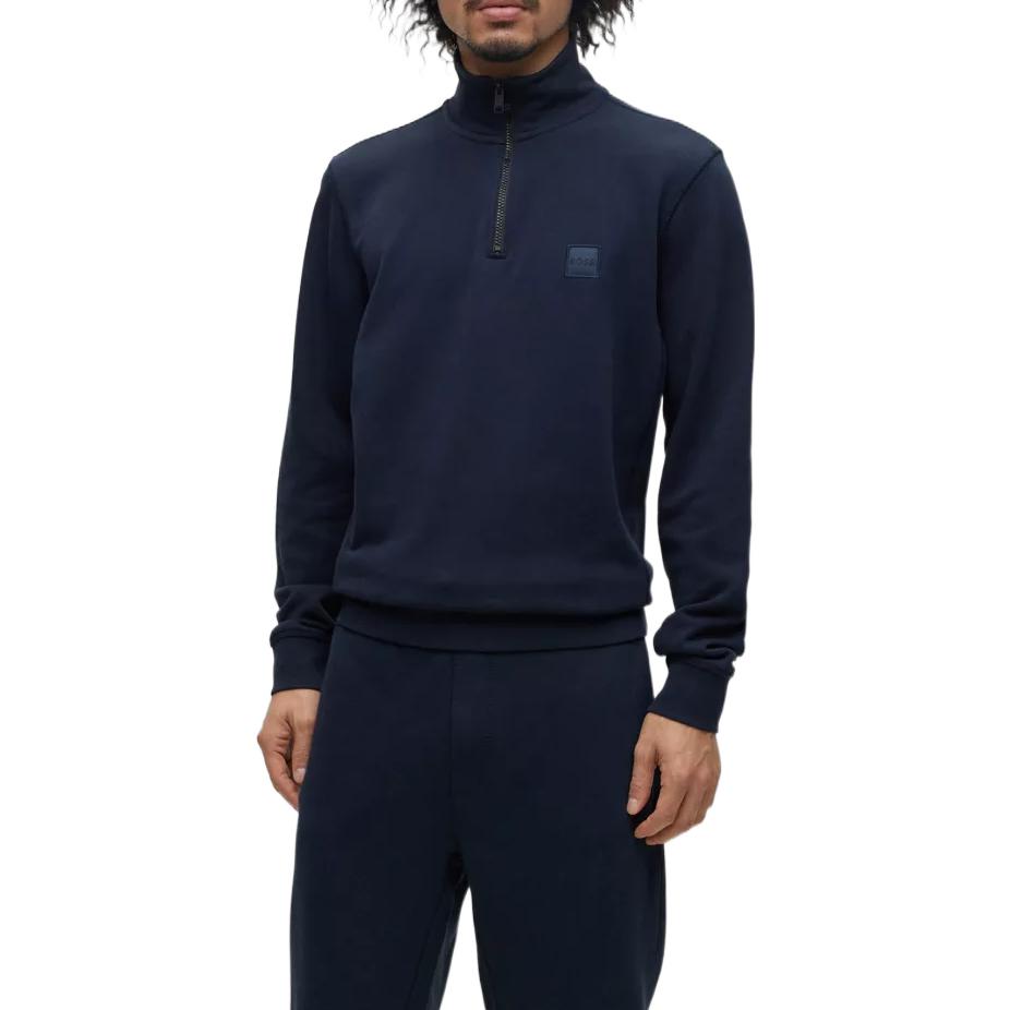 Lookbook 雨果博斯 深蓝色半拉链长袖卫衣带标志设计 50468926-404