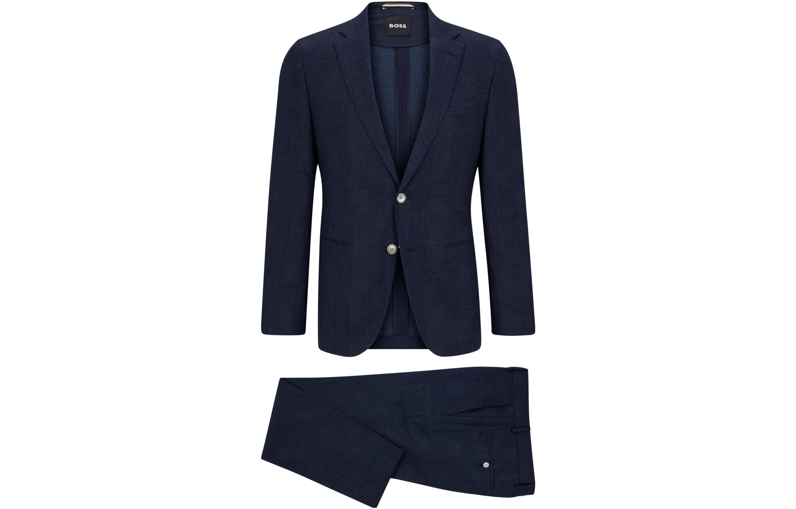 HUGO BOSS  Solid Navy Blazer & Straight-Leg Trousers Suit Set. 50502457-404