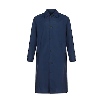 HUGO BOSS Solid Navy Blue Casual Mid-Length Trench Coat 50432404-407