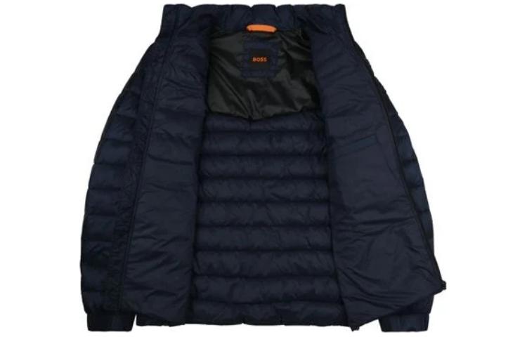 Shop HUGO BOSS  Solid Navy Blue Long Sleeve Zip-Up Jacket 50505262-404