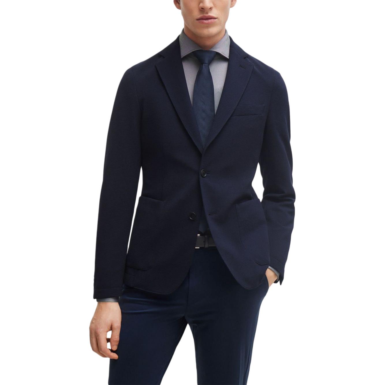 HUGO BOSS  Solid Navy Blue Single-Breasted Long Sleeve Jacket 50509553-404 圖 5