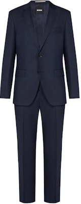 ヒューゴボス ソリッドシングルブレスト 長袖スーツ - ダークブルー 50509460-404 Buy ヒューゴボス ソリッドシングルブレスト 長袖スーツ - ダークブルー 50509460-404