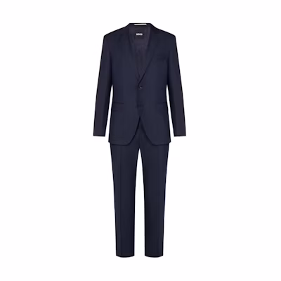 HUGO BOSS Solid Single-Breasted Long-Sleeve Suit - Dark Blue 50509460-404