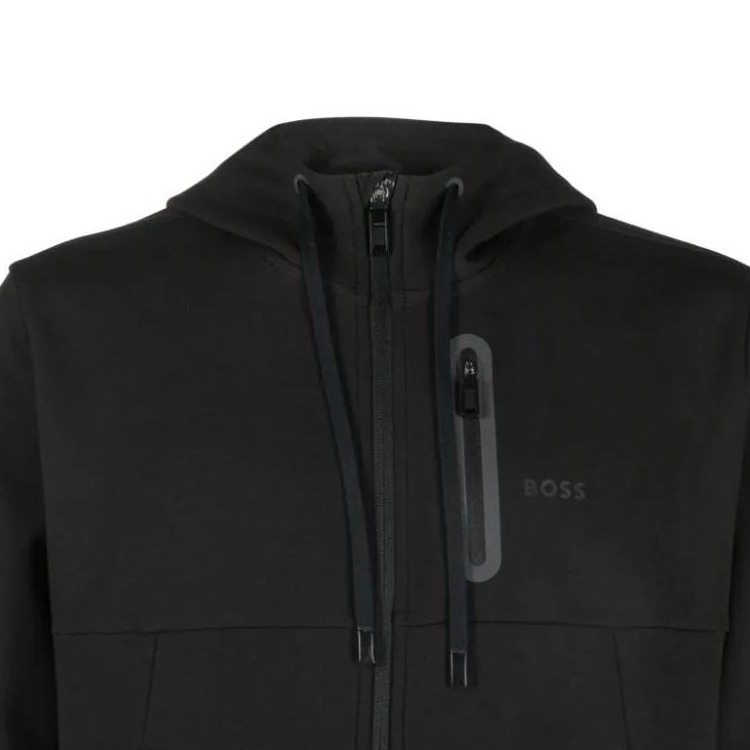 Details for HUGO BOSS 黑色純色拉鍊連帽外套. 50493468-001
