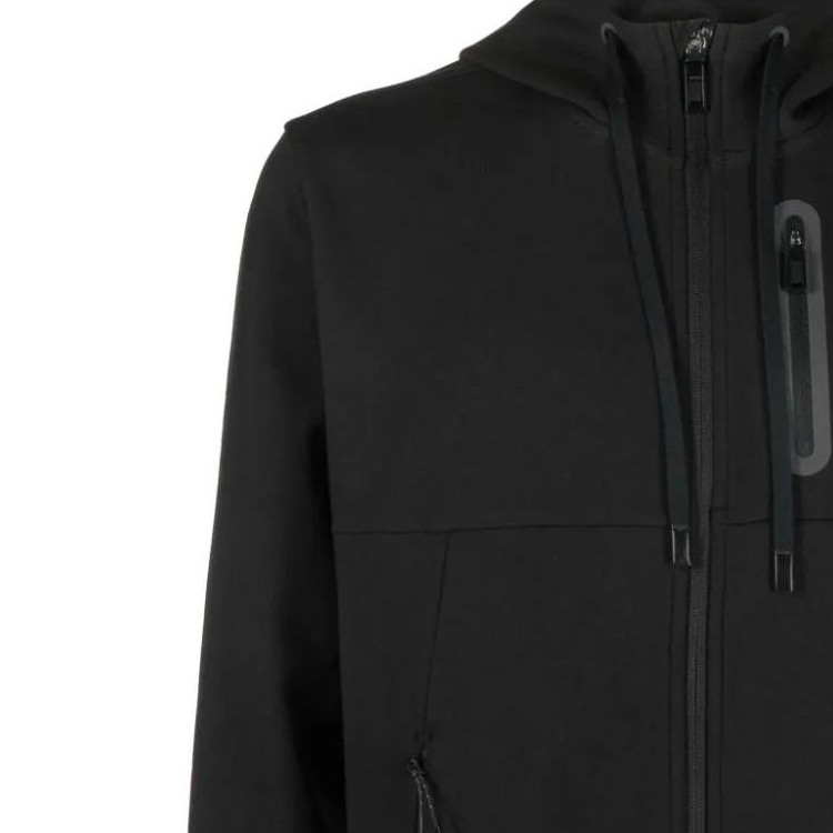 Sizing HUGO BOSS 黑色純色拉鍊連帽外套. 50493468-001