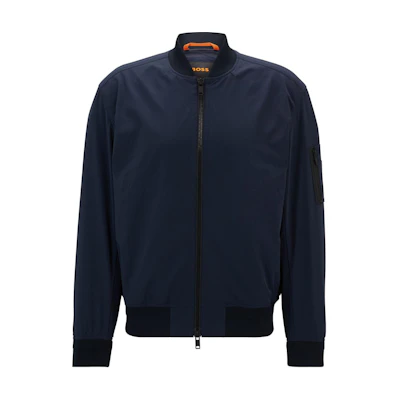 HUGO BOSS Solid Zip-Up Long Sleeve Jacket Navy Blue 50521480-404