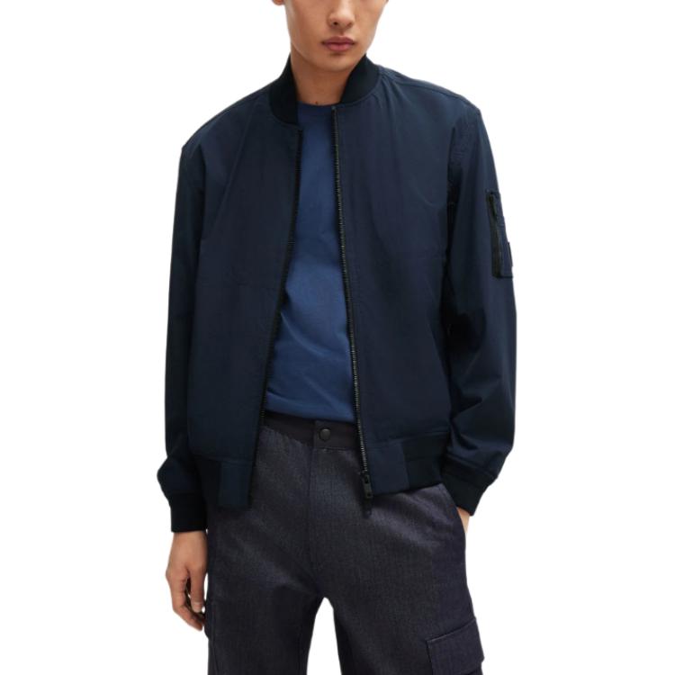 HUGO BOSS  Solid Zip-Up Long Sleeve Jacket Navy Blue 50521480-404 圖 4