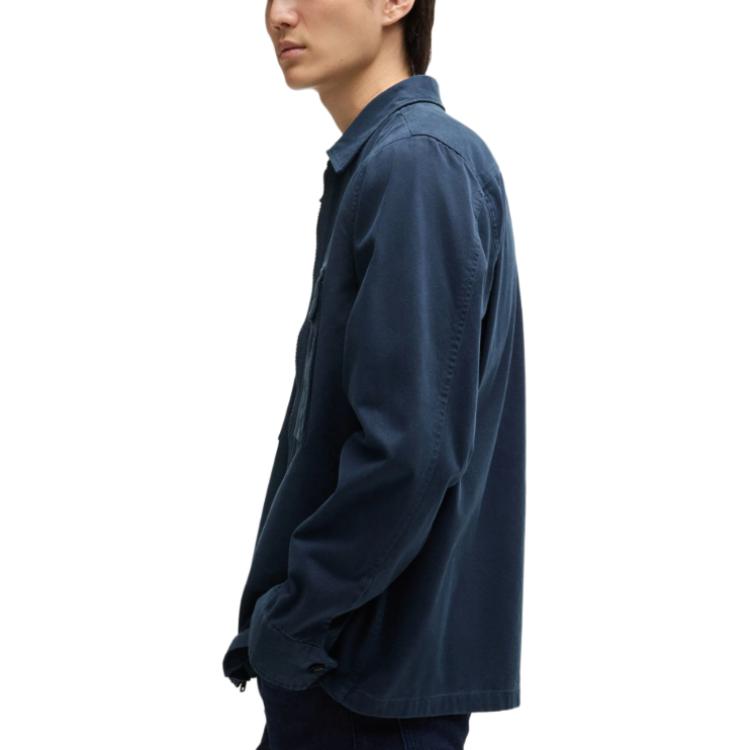 HUGO BOSS  Solid Zip-Up Loose-Fit Shirt Jacket Natural Blue Long Sleeve 50520107-464 圖 5