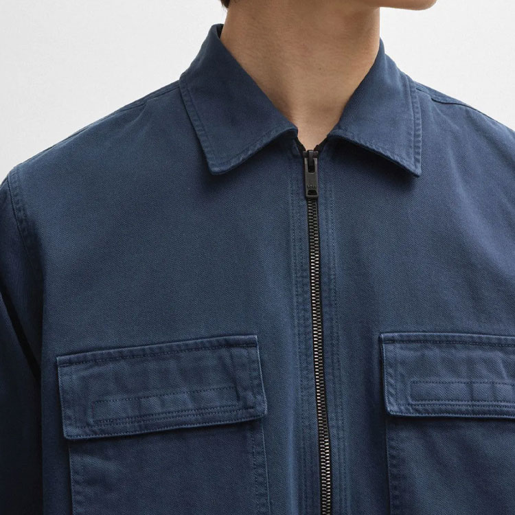 HUGO BOSS  Solid Zip-Up Loose-Fit Shirt Jacket Natural Blue Long Sleeve 50520107-464 圖 7