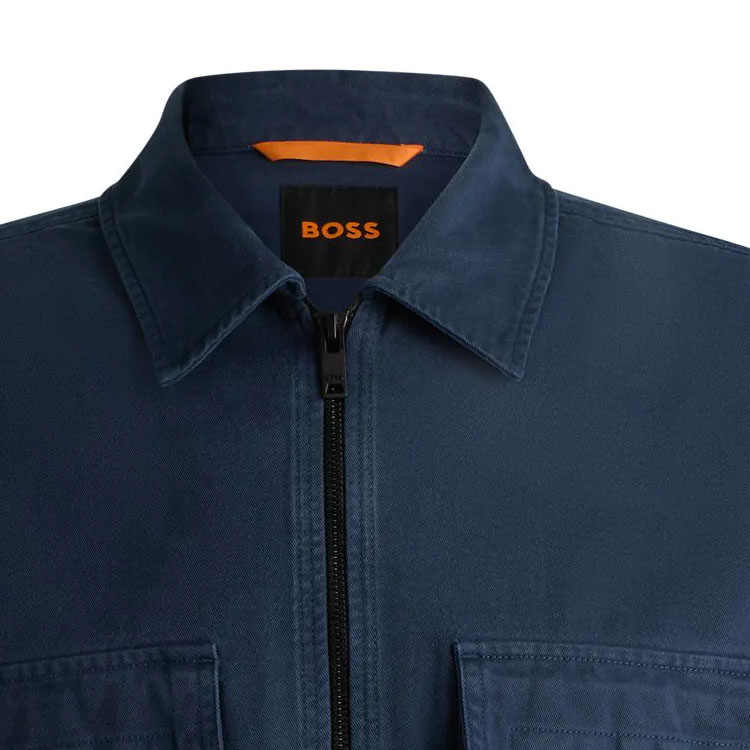 HUGO BOSS  Solid Zip-Up Loose-Fit Shirt Jacket Natural Blue Long Sleeve 50520107-464 圖 8