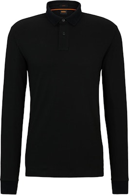 HUGO BOSS Stretch-Cotton Long-Sleeve Polo Shirt Black with Logo Patch 50507704-001 Order HUGO BOSS Stretch-Cotton Long-Sleeve Polo Shirt Black with Logo Patch 50507704-001