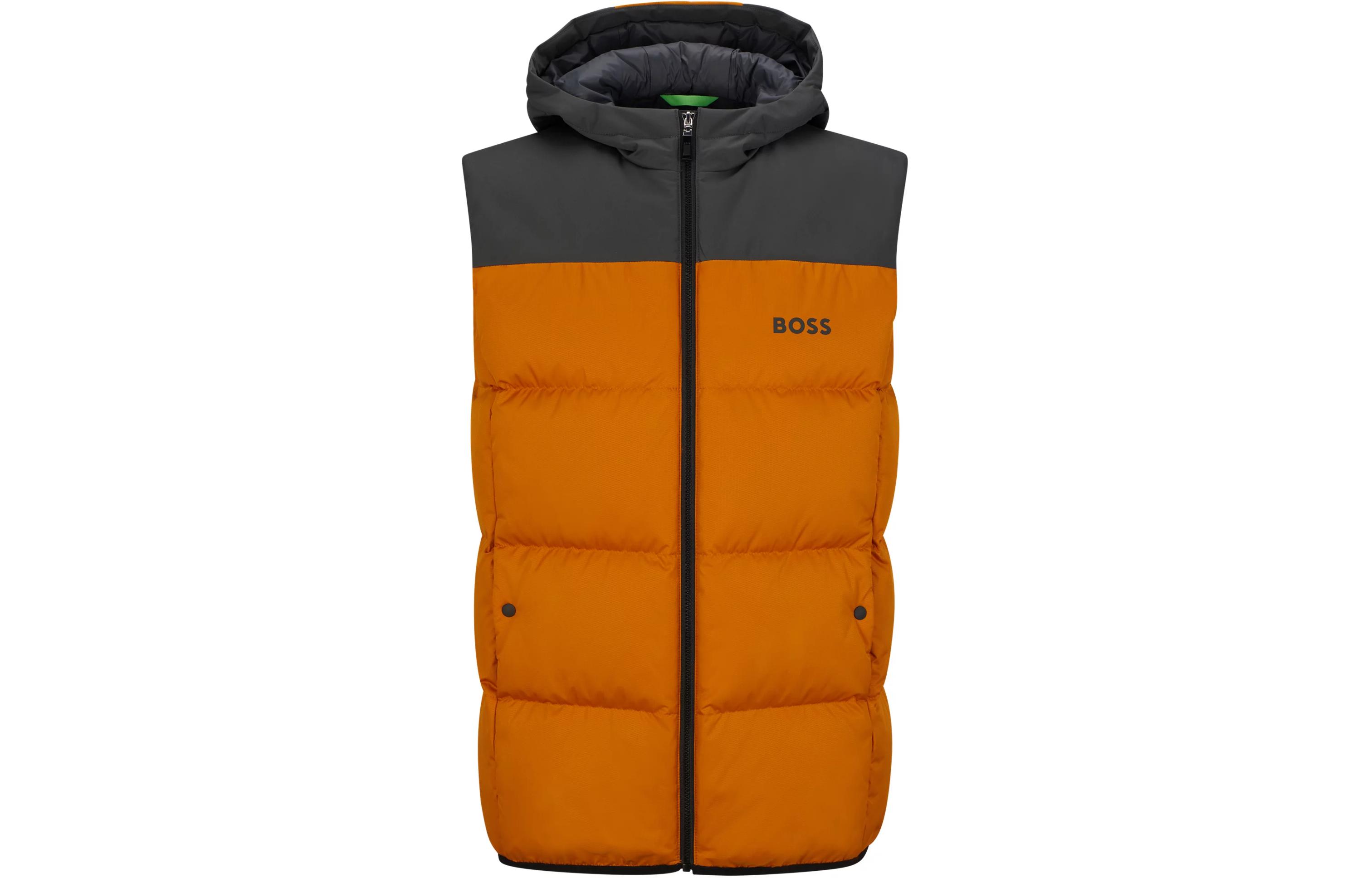 HUGO BOSS  Water-Repellent Hooded Down Gilet Orange with Logo Detail. 50497645-702 圖 2