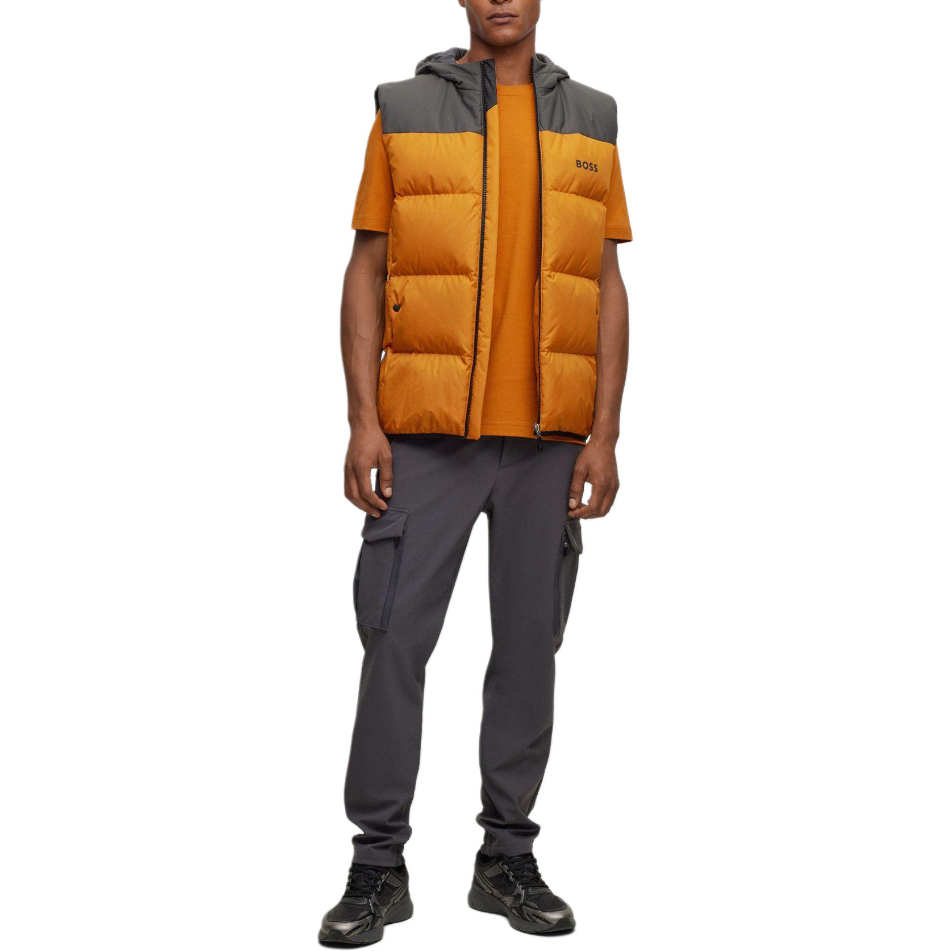 HUGO BOSS  Water-Repellent Hooded Down Gilet Orange with Logo Detail. 50497645-702 圖 6