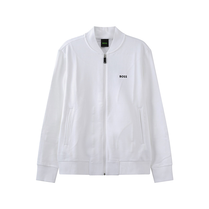 HUGO BOSS  White Long Sleeve Zip Sweatshirt with Logo Design. 50493812-100
