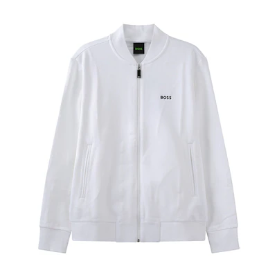 HUGO BOSS White Long Sleeve Zip Sweatshirt with Logo Design. 50493812-100