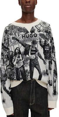 HUGO BOSS 白色寬鬆版毛衣搭配Logo提花設計 50500004-101 Lookbook HUGO BOSS 白色寬鬆版毛衣搭配Logo提花設計 50500004-101