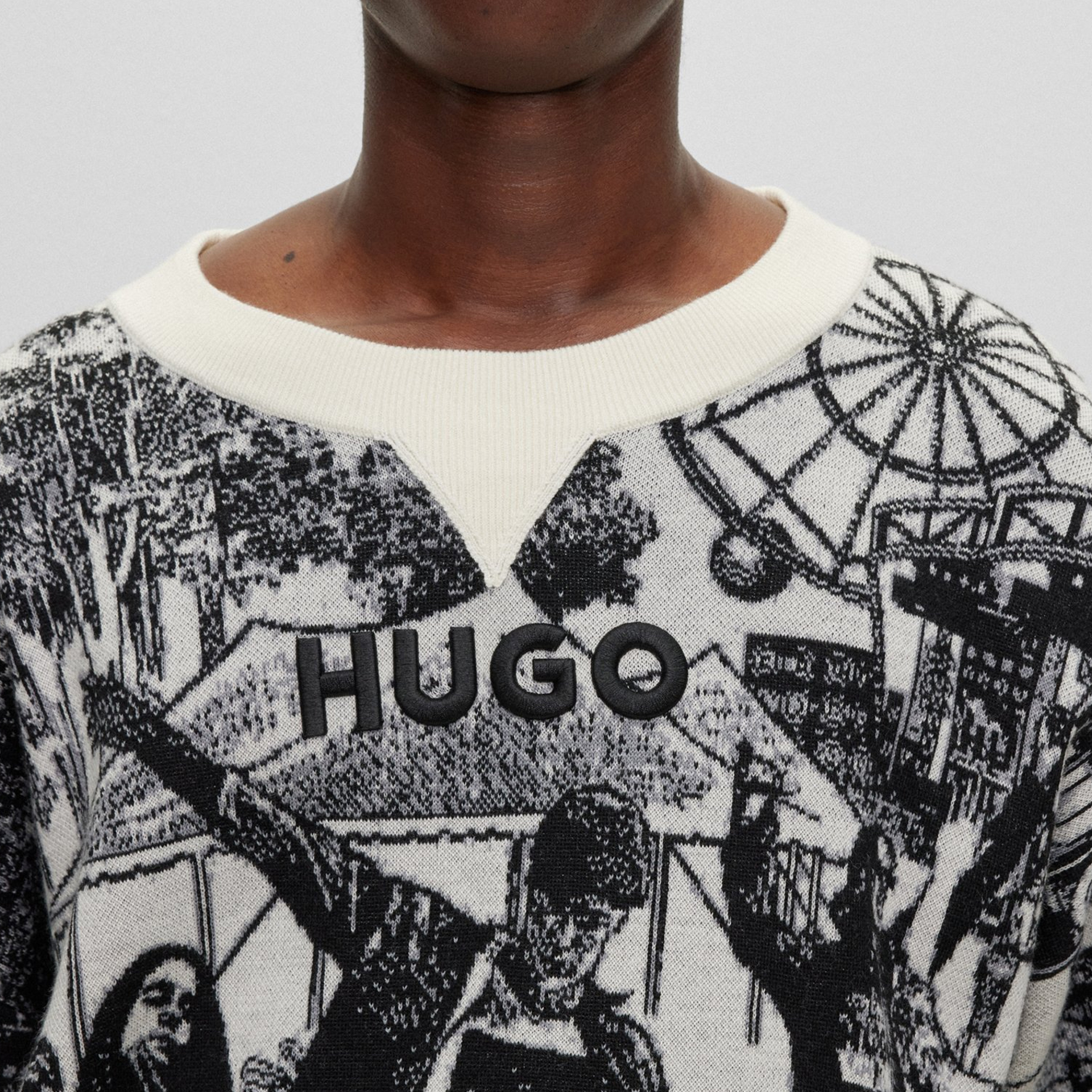 Details for HUGO BOSS 白色寬鬆版毛衣搭配Logo提花設計 50500004-101