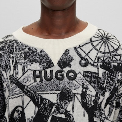 HUGO BOSS 白色寬鬆版毛衣搭配Logo提花設計 50500004-101 Details for HUGO BOSS 白色寬鬆版毛衣搭配Logo提花設計 50500004-101