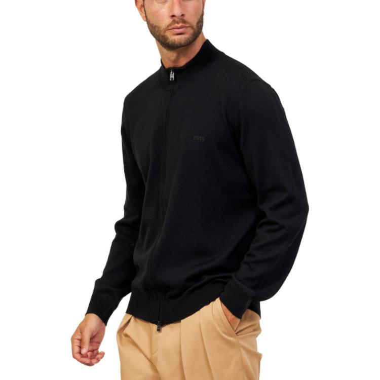 Shop HUGO BOSS  Zip-Up Long Sleeve Knit Sweater 50476347-001