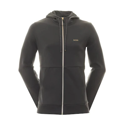 HUGO BOSS Zip Hoodie Jacket Letter Print Slim Fit Long Sleeve Dark Gray 50493495-027