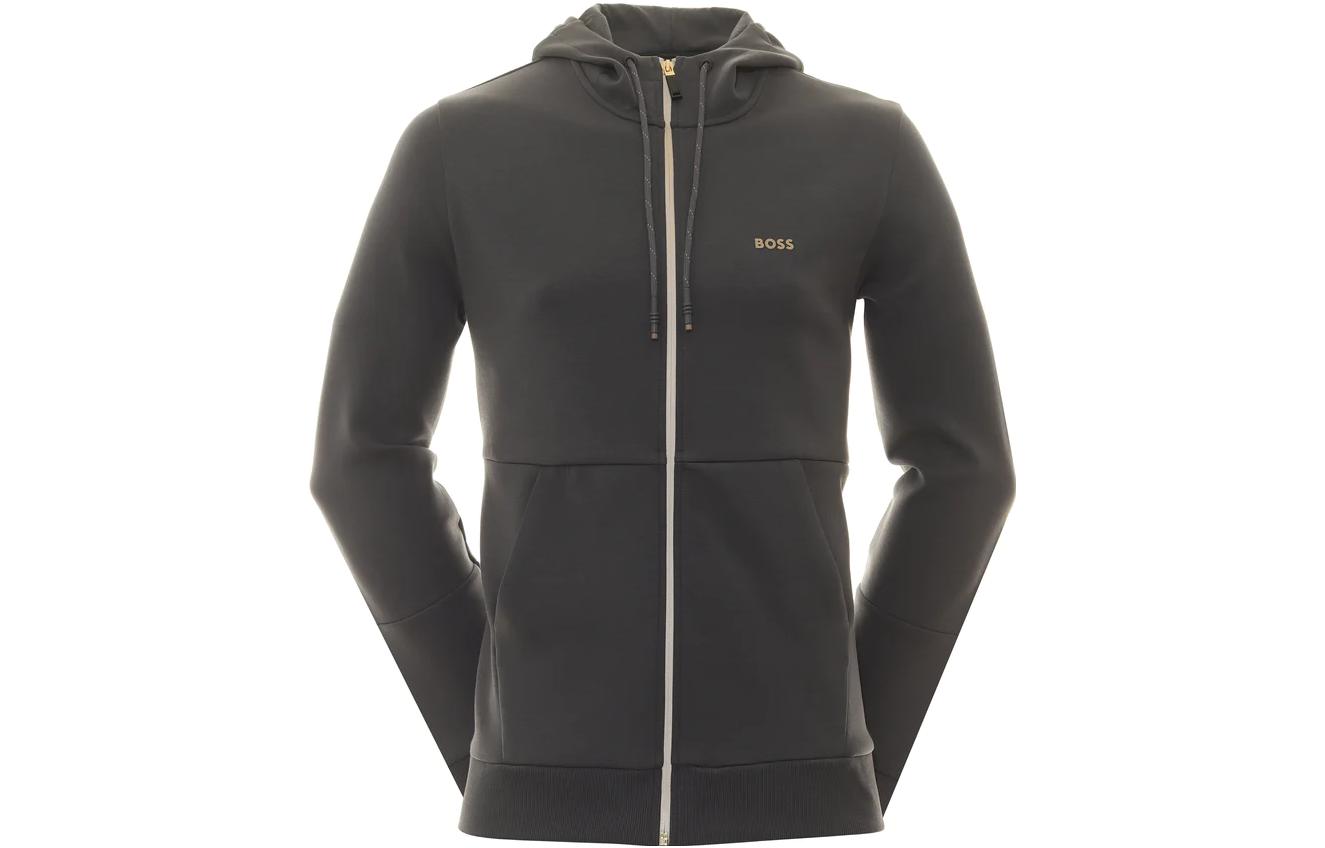 Order HUGO BOSS  Zip Hoodie Jacket Letter Print Slim Fit Long Sleeve Dark Gray 50493495-027
