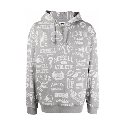 HUGO BOSS All-Over Logo Print Hoodie Men’s Grey 50456559034