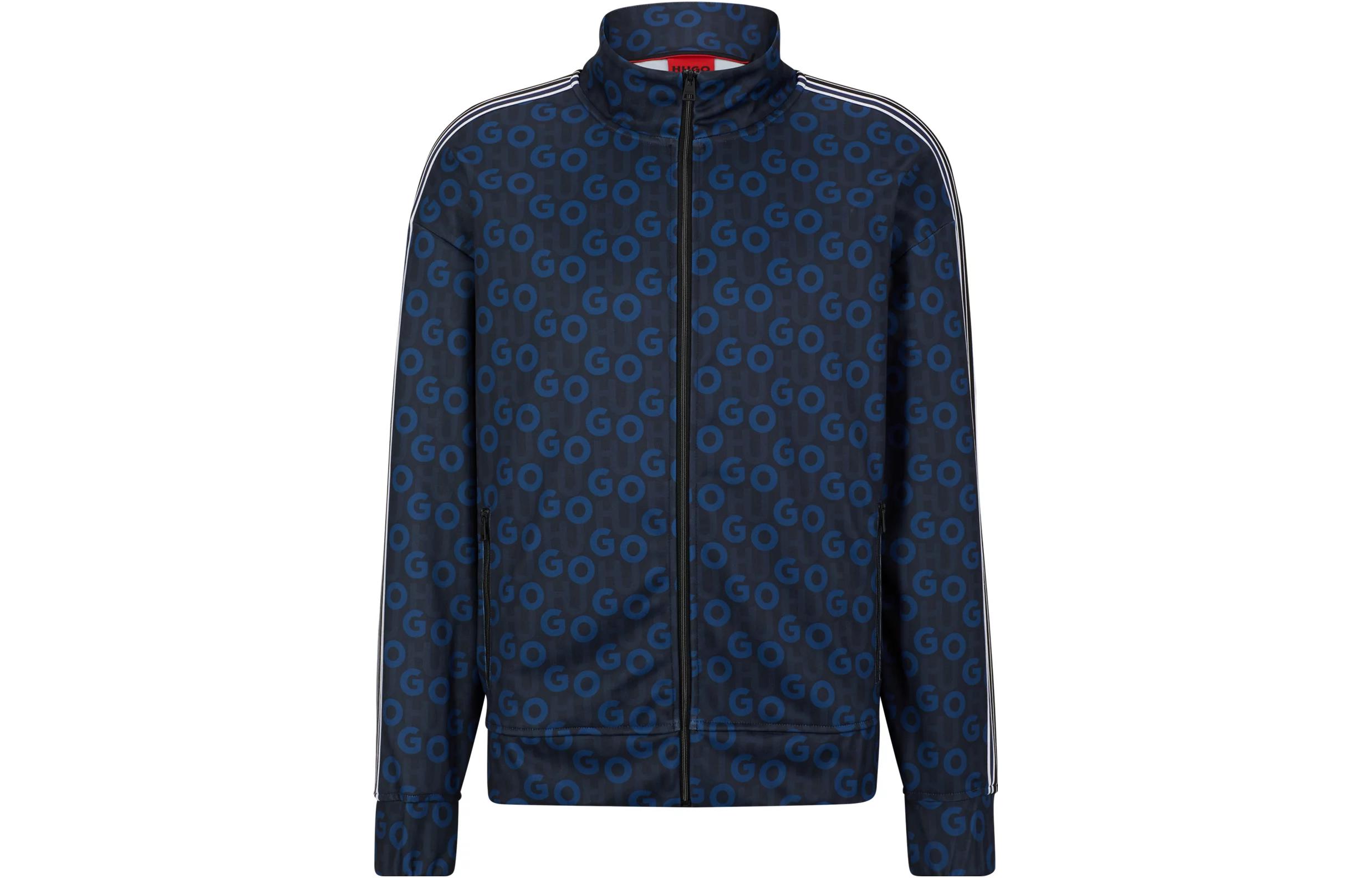 HUGO BOSS All-Over Monogram Zipper Jacket Men’s - Dark Blue 50493706-405