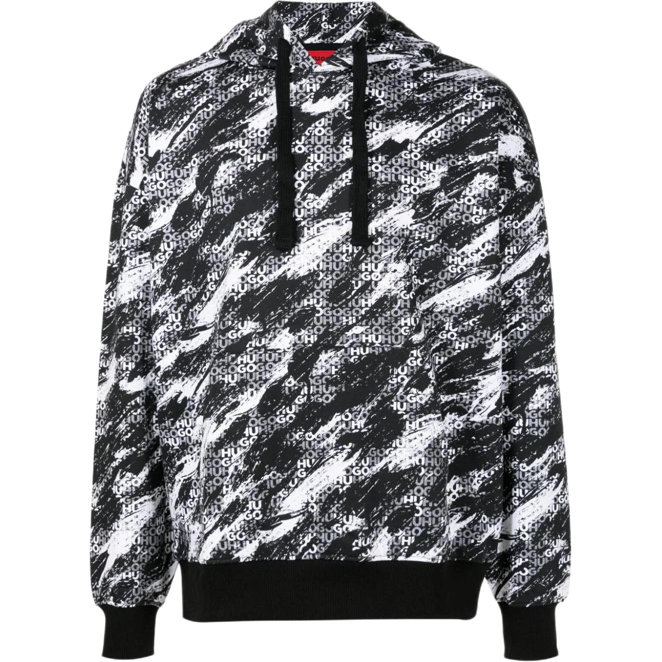 HUGO BOSS All-Over Print Black Hoodie Fashion Long Sleeve 50500264-001