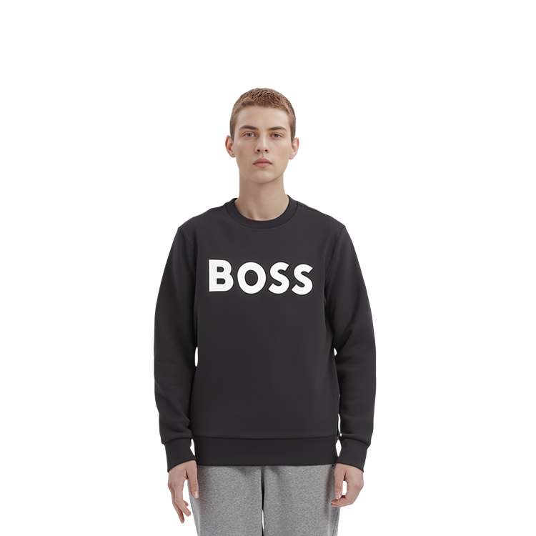 Purchase HUGO BOSS 字母標誌黑色圓領長袖上衣 50496642-001