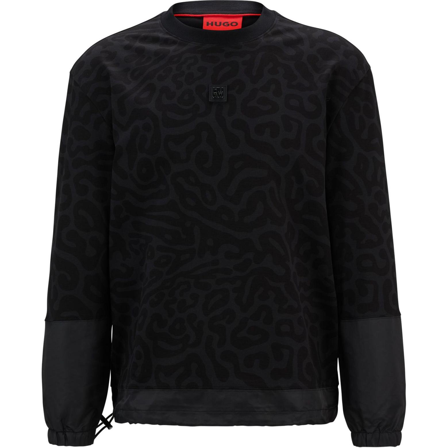 HUGO BOSS Animal Print Logo Crewneck Sweatshirt Black 50522378-009