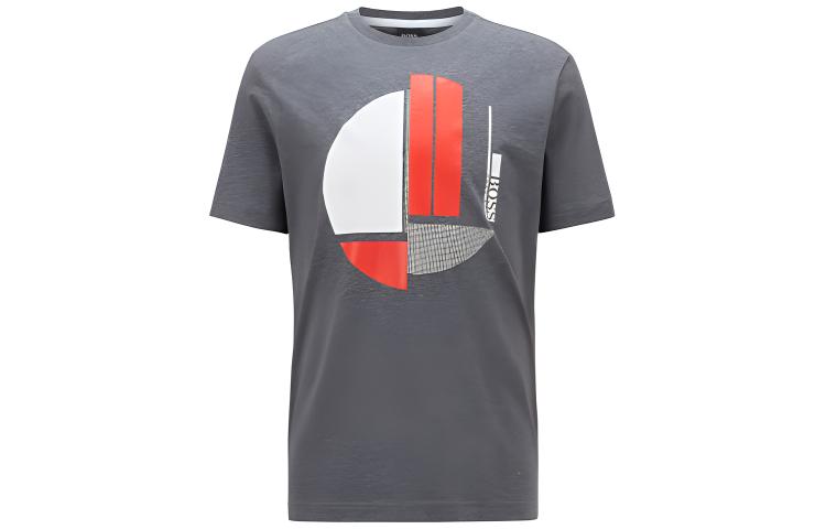 HUGO BOSS Art Print Crew Neck T-Shirt Grey 50447947-031