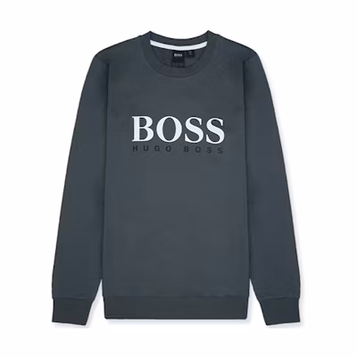 HUGO BOSS Basic Logo Print Crewneck Sweatshirt Dark Grey 50463985-308