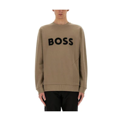 HUGO BOSS Beige Crewneck Logo Sweatshirt 50510350-334